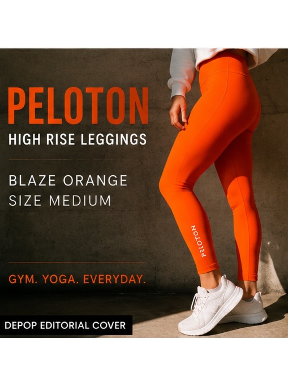 Peloton High Rise Performance Leggings Medium Blaze Orange Compression Athletic